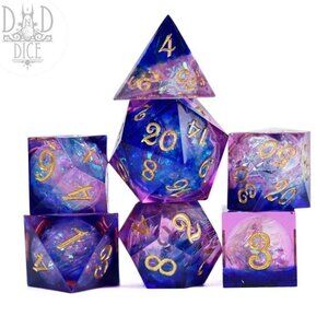 DND Dice Set - Enchanted Castle -‎ 7 RARE Handmade Resin Dice - Fantasy RPG